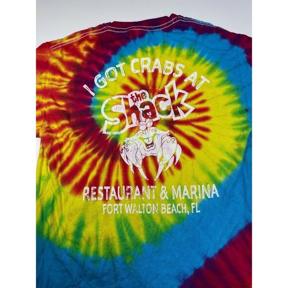 The Shack "I got crabs at" Fort Walton Beach FL T-Shirt Medium Tie Dye - Picture 4 of 9